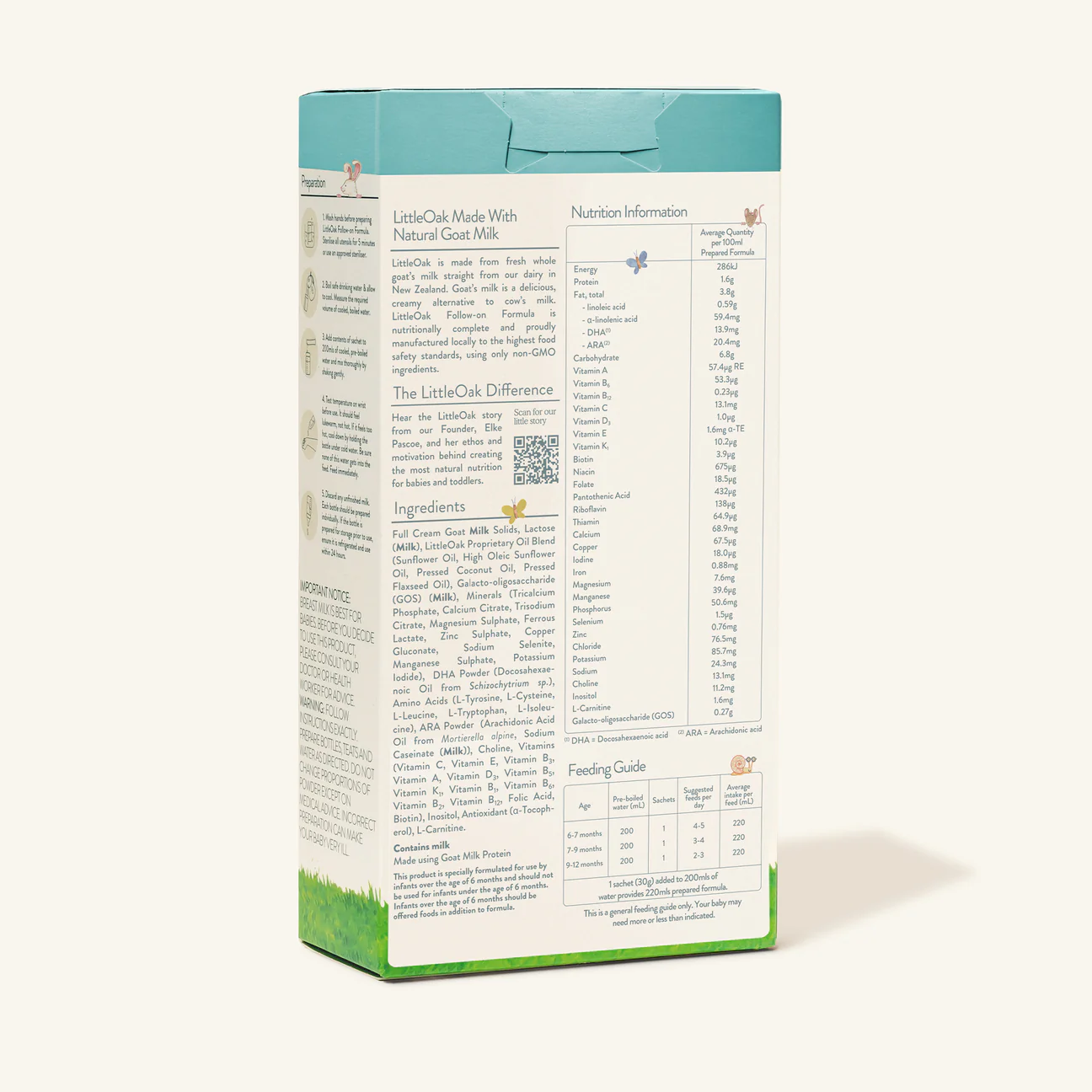 Natural Goat Milk Follow-on Formula 6 x 30gm Travel Sachets