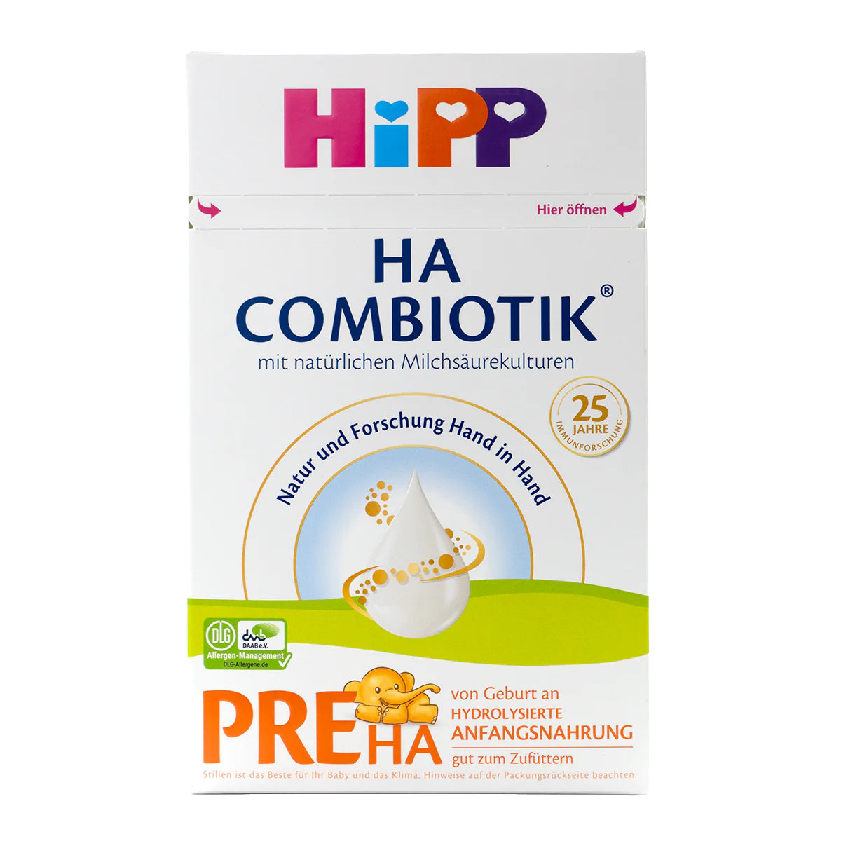 HiPP HA Allemagne Hypoallergénique Stage PRE Combiotique Lait infantile 0-6 mois • 600 g