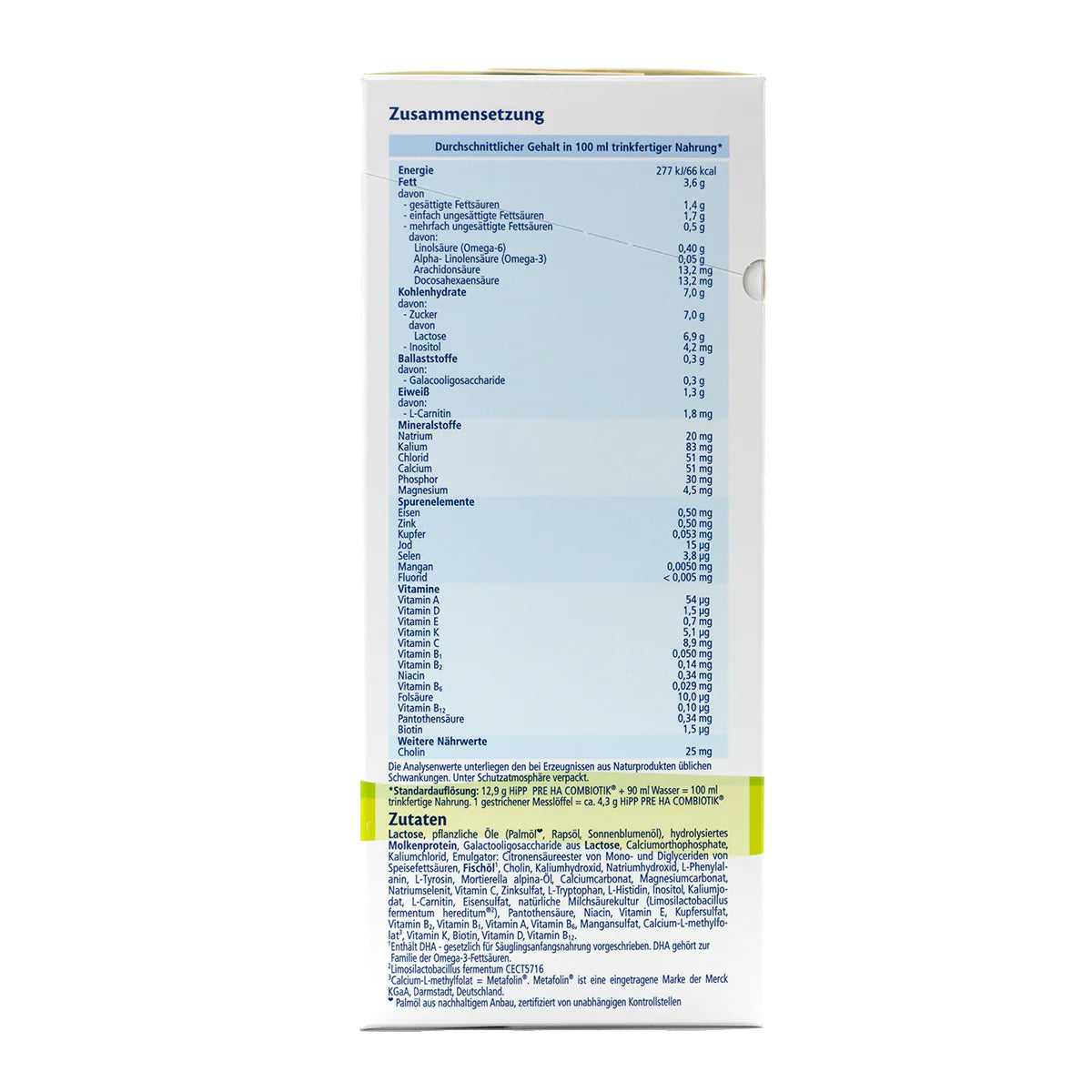 HiPP HA Allemagne Hypoallergénique Stage PRE Combiotique Lait infantile 0-6 mois • 600 g