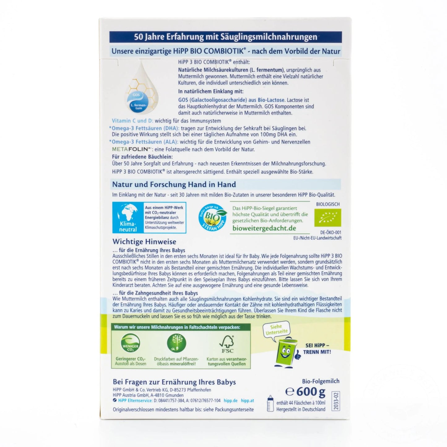 Hipp Bio Combiotik 3 - Follow on 600g from 10 months