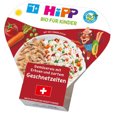 Hipp Organic Vegetable Rice with Peas and Tender Sliced Meat, 250 g