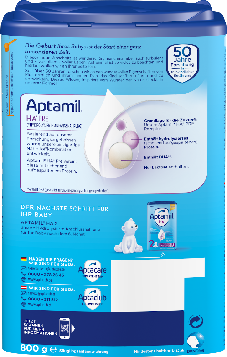 Aptamil HA Pre, Hypoallergenic formula (800g/28.2 oz)