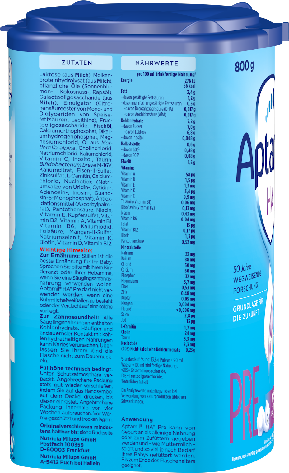 Aptamil HA Pre, Hypoallergenic formula (800g/28.2 oz)