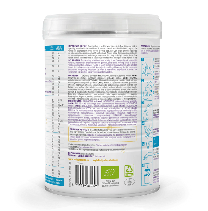 Jovie Organic Cow Milk Formula Stage 3 (800g)