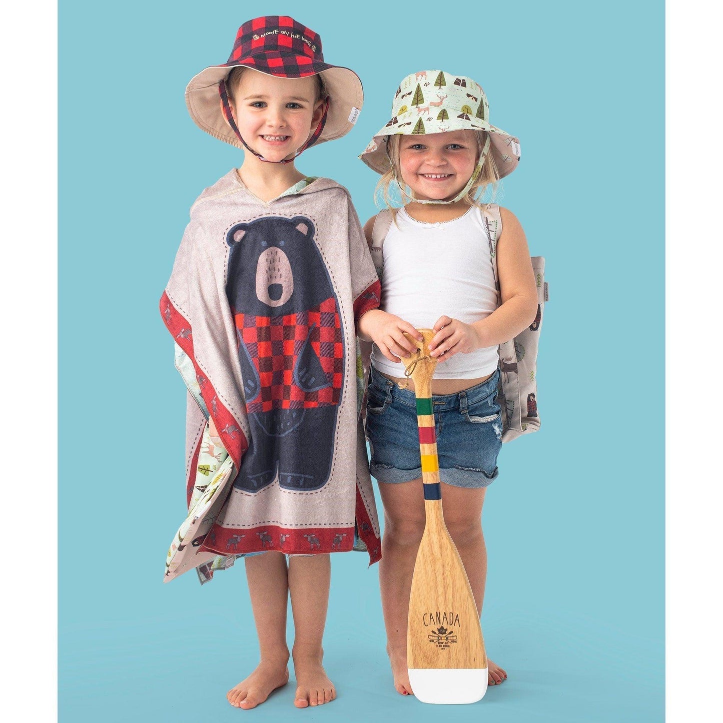 FlapJackKids Kids UPF50+ Cover Up - Black Bear/Cottage - Emmbaby Canada
