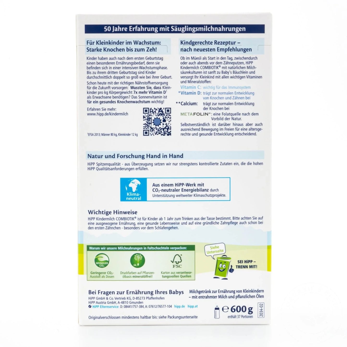 HiPP 1+ Kindermilch Formula 12+ Months (600g) - Emmbaby Canada
