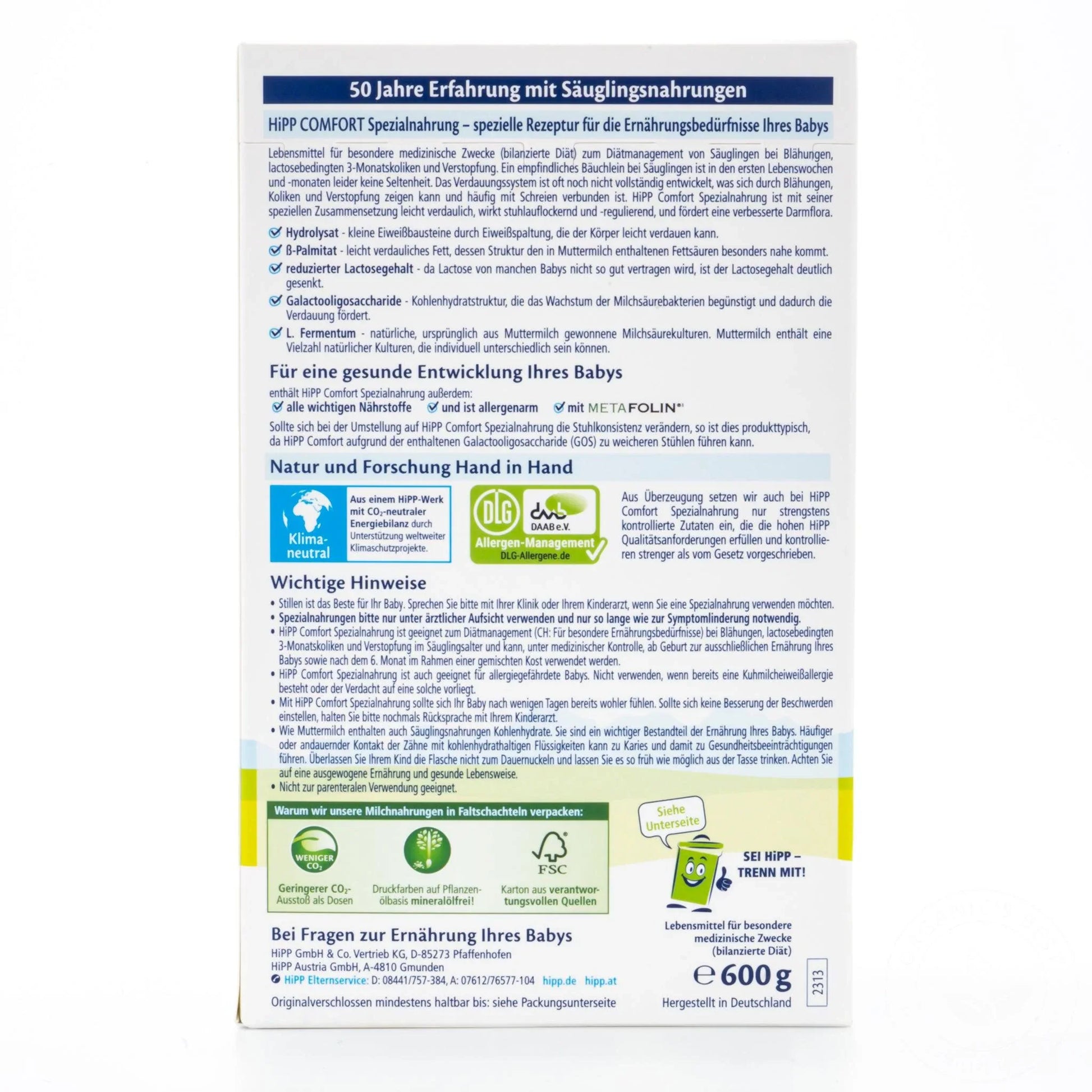 HiPP Special Comfort Organic Baby Formula 600g - Birth Onwards - Emmbaby Canada