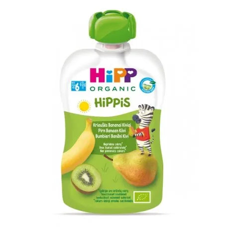 HiPP Hippis Kiwi In Pear Banana Puree 100G - 6 Pouches - Emmbaby Canada