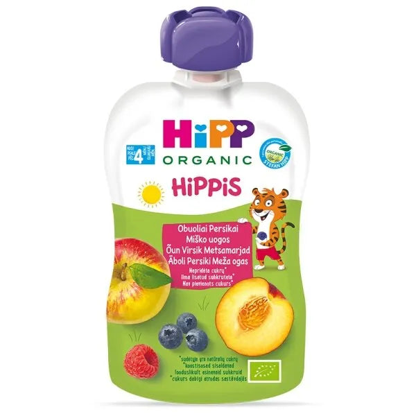 HiPP Hippis Wild Berries In Apple Peach Puree 100G - 6 Pouches - Emmbaby Canada