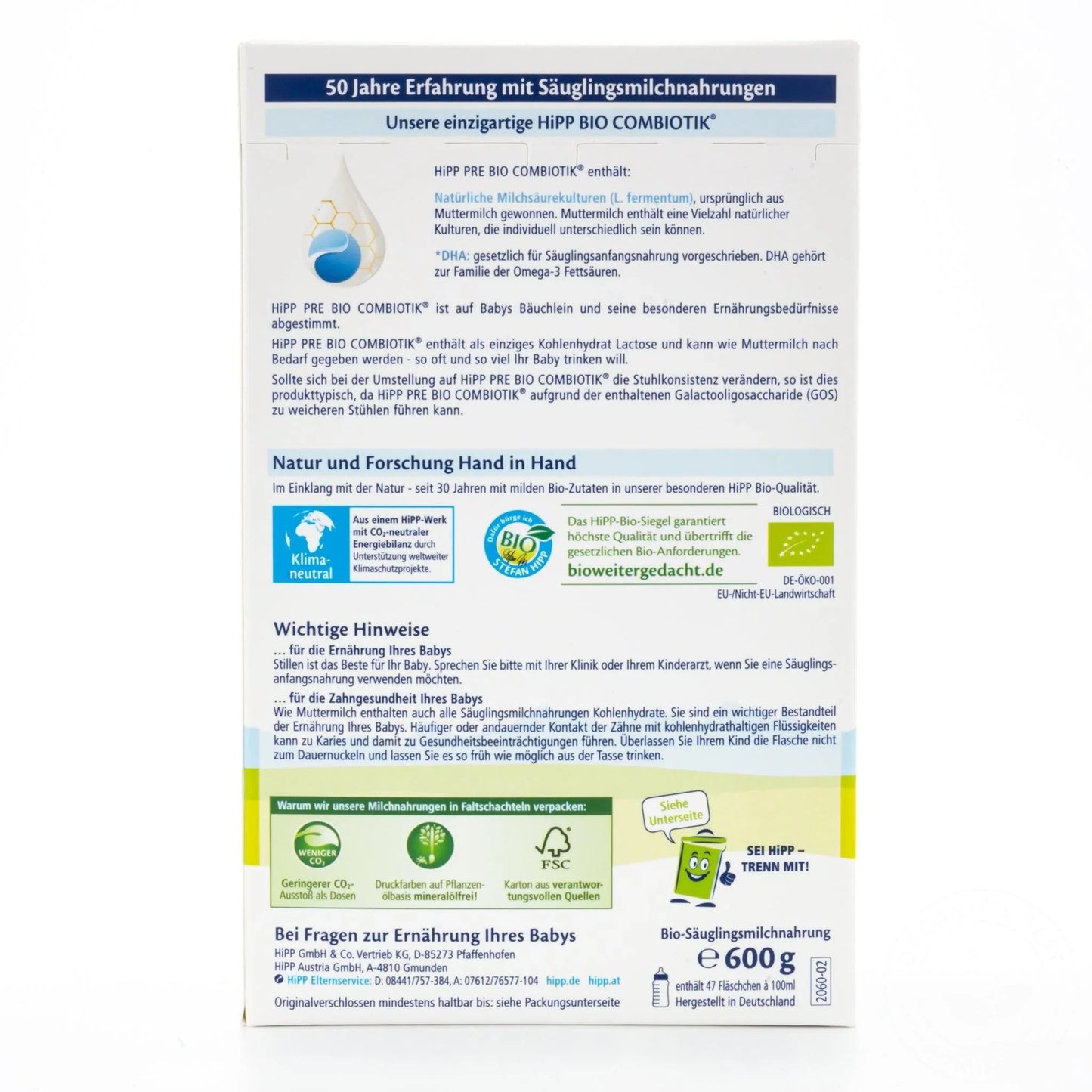 HiPP Stage PRE (0+ Months) Bio Combiotic Formula (500g) - Emmbaby Canada