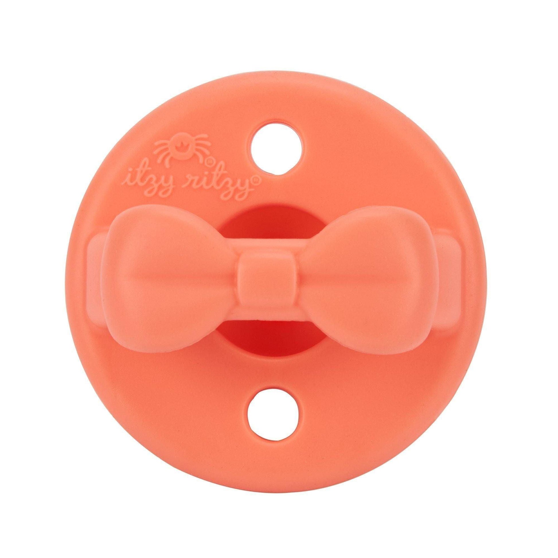 Itzy Ritzy Sweetie Soother™ - Pacifier 2-Pack - Aquamarine + Peach Bows - Emmbaby Canada