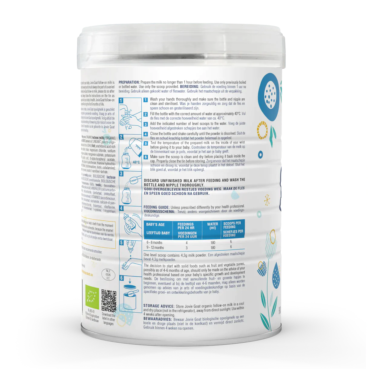 Jovie Organic Goat Follow-On Milk 800g - Stage 2 - 6 - 12 Months - Emmbaby Canada