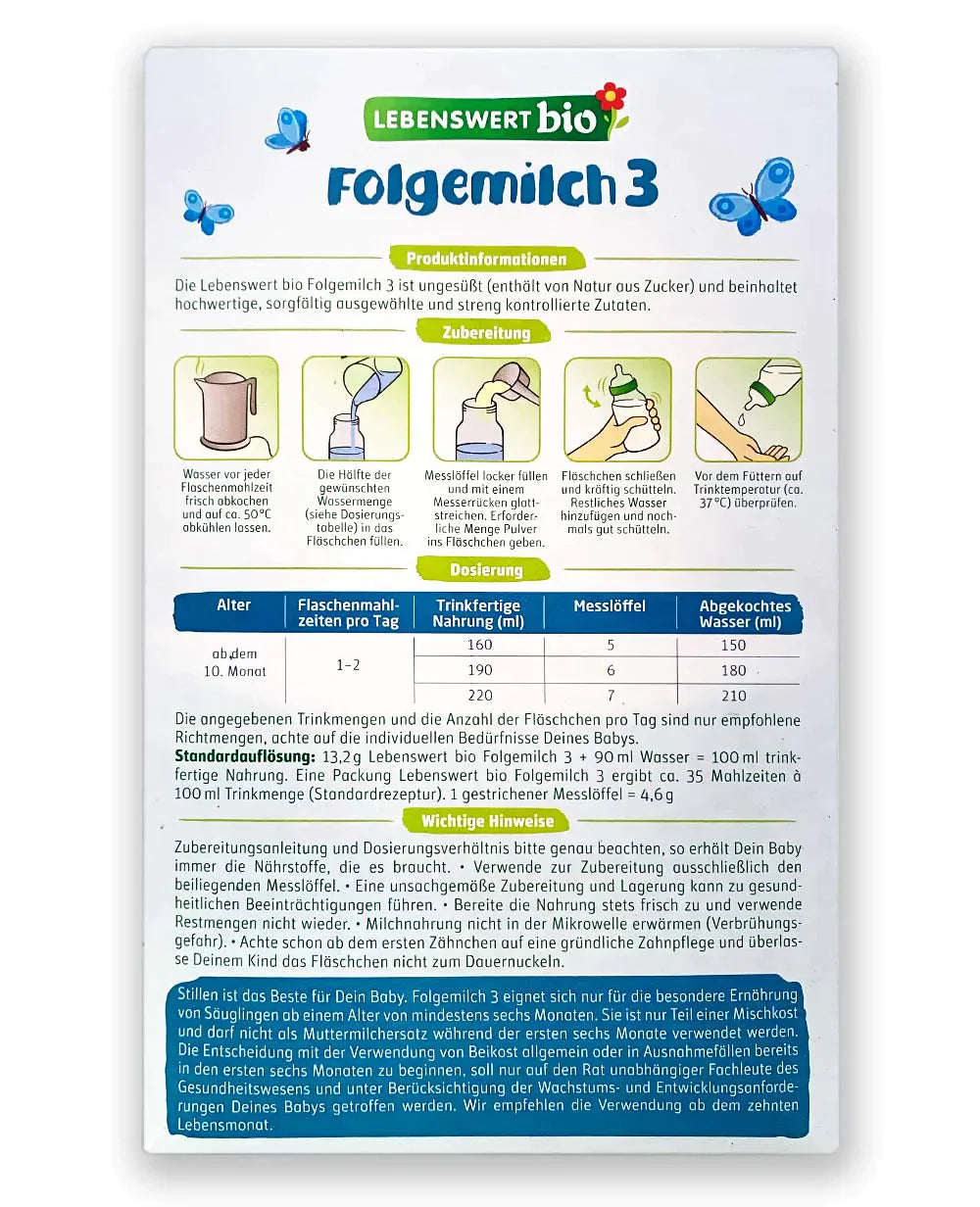 Lebenswert Stage 3 Organic Baby Milk Formula 475g - Emmbaby Canada