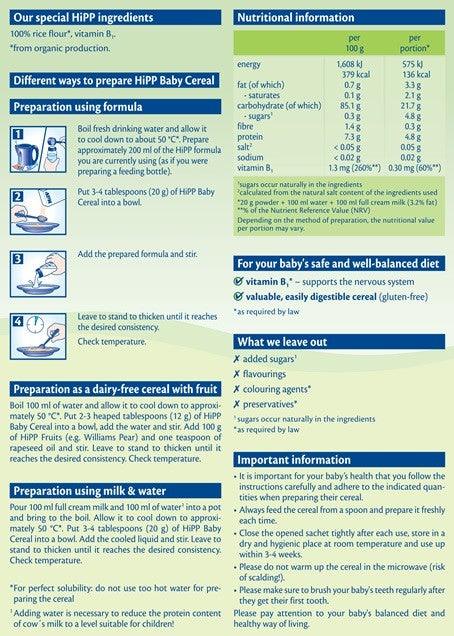 HiPP 100% Rice Organic Baby Cereal 200 G - 3 Pack - Emmbaby Canada