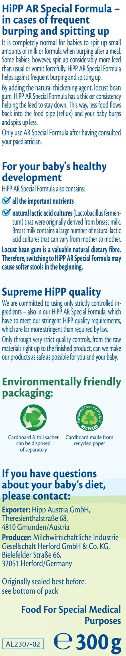 HiPP Anti-Reflux Special Milk Powder Multi-Stage Formula (300g) - Emmbaby Canada