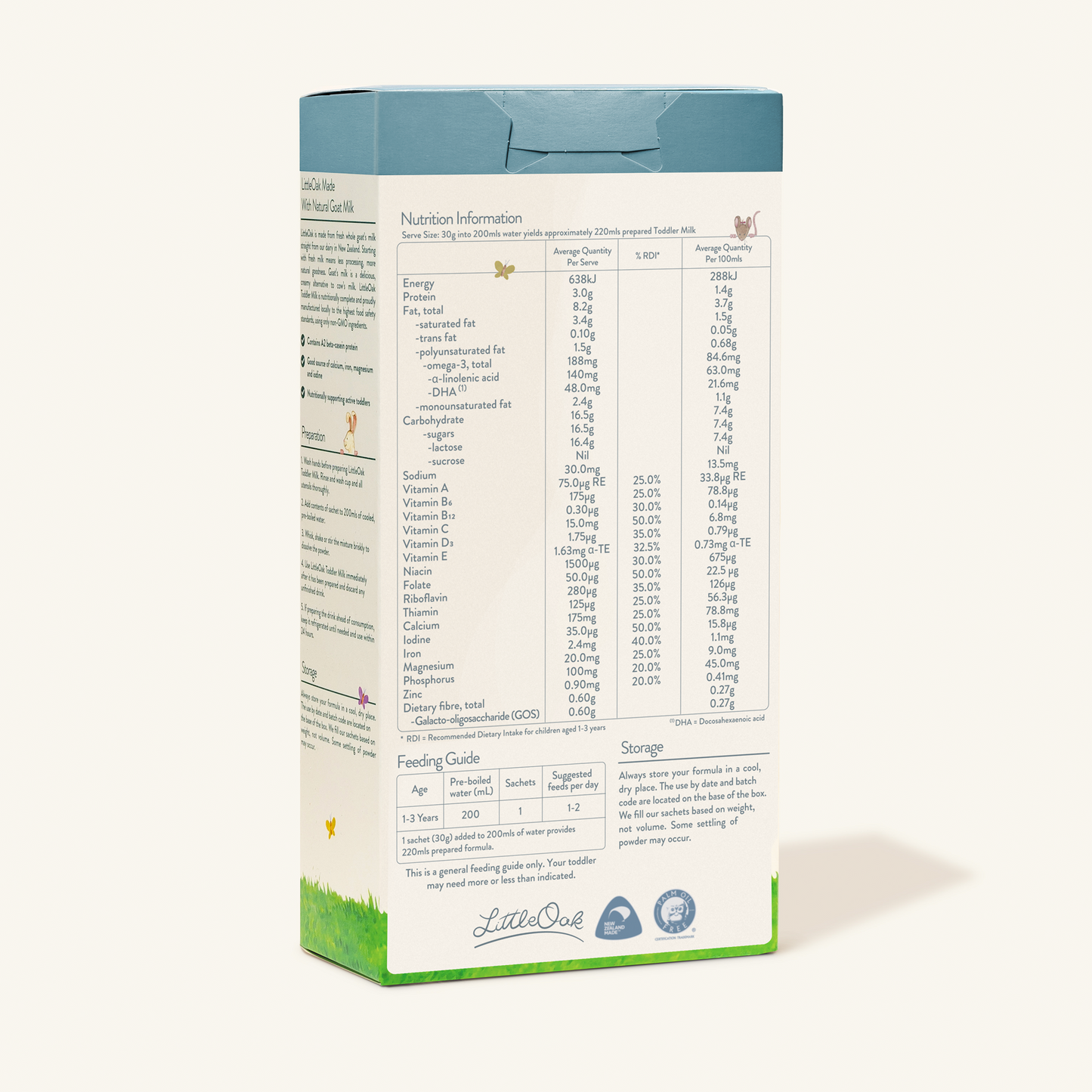 Natural Goat Milk Toddler Milk 6 x 30gm Travel Sachets