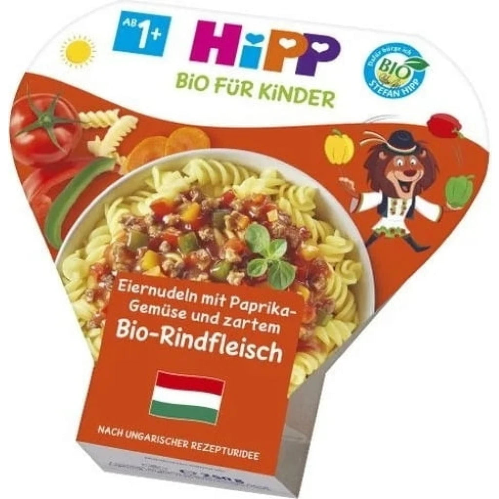 HiPP egg noodles with paprika vegetables and tender organic beef 250g - from 12 months