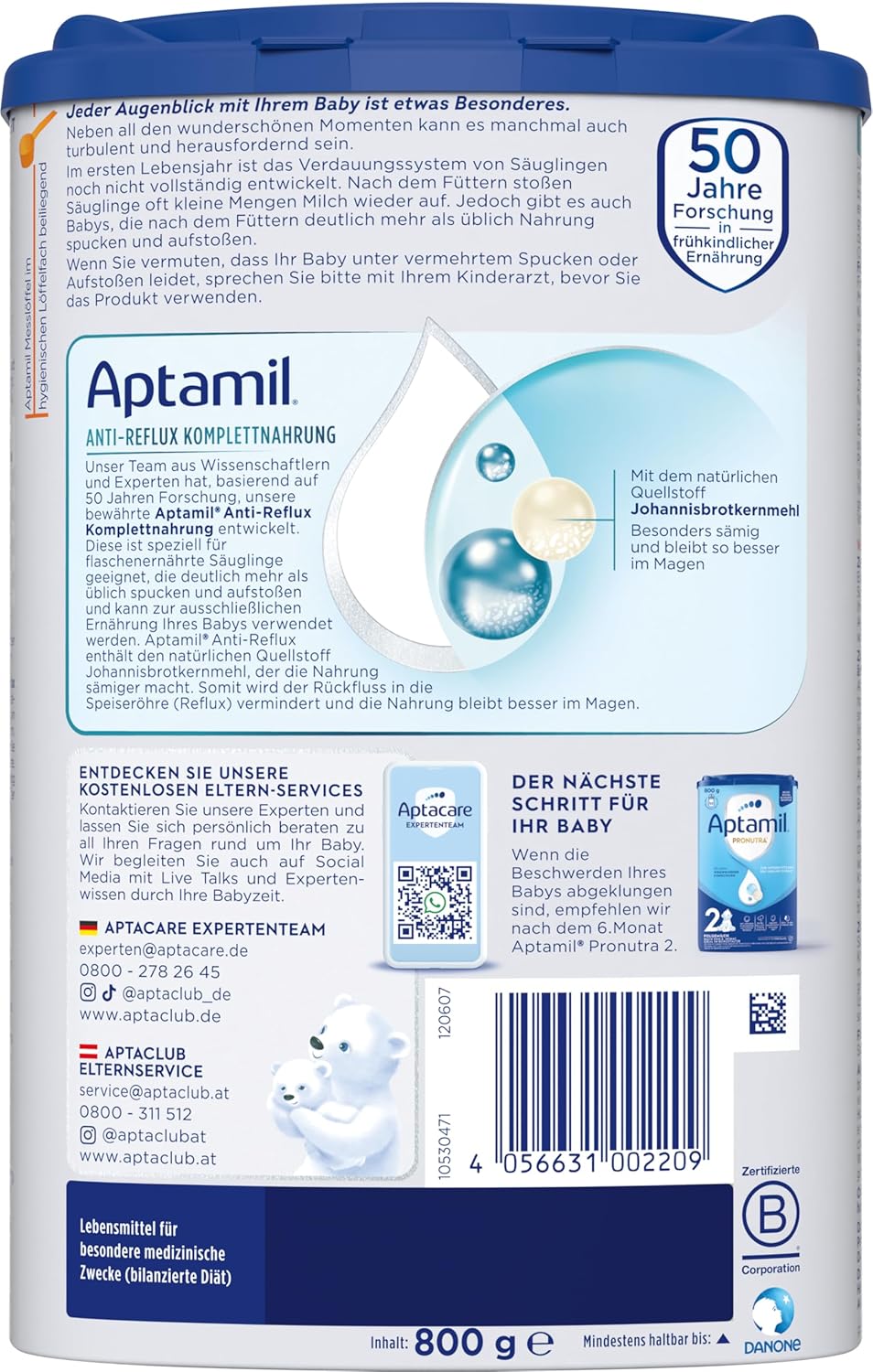 Lait pour bébé anti-reflux Aptamil (800 g/28,2 oz) 