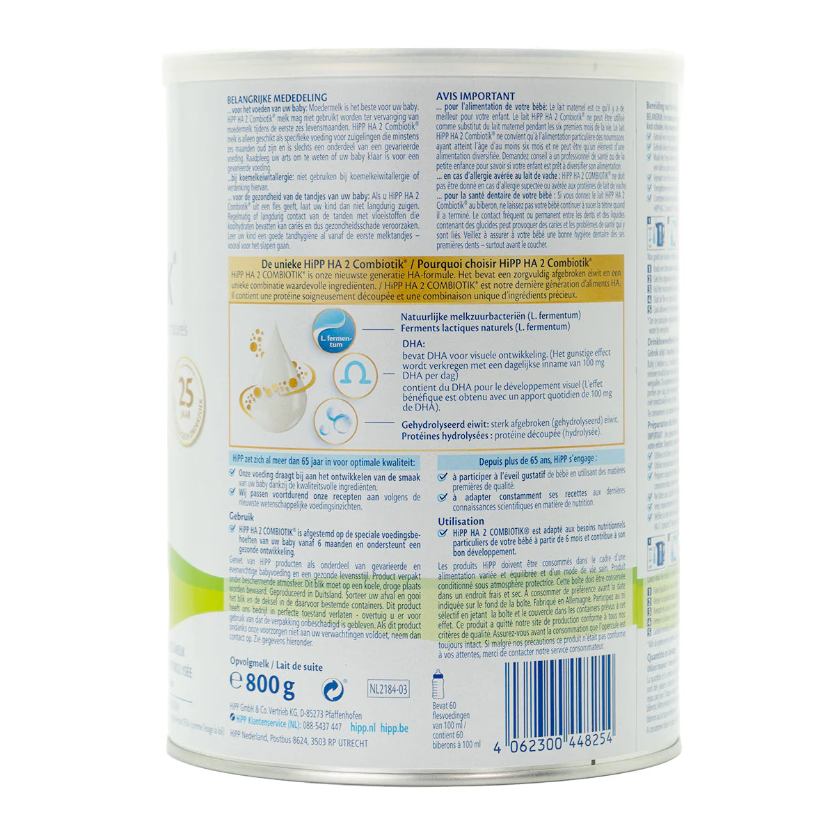 HiPP HA Dutch Stage 2 Formule combiotique hypoallergénique 6-12 mois - 800 g