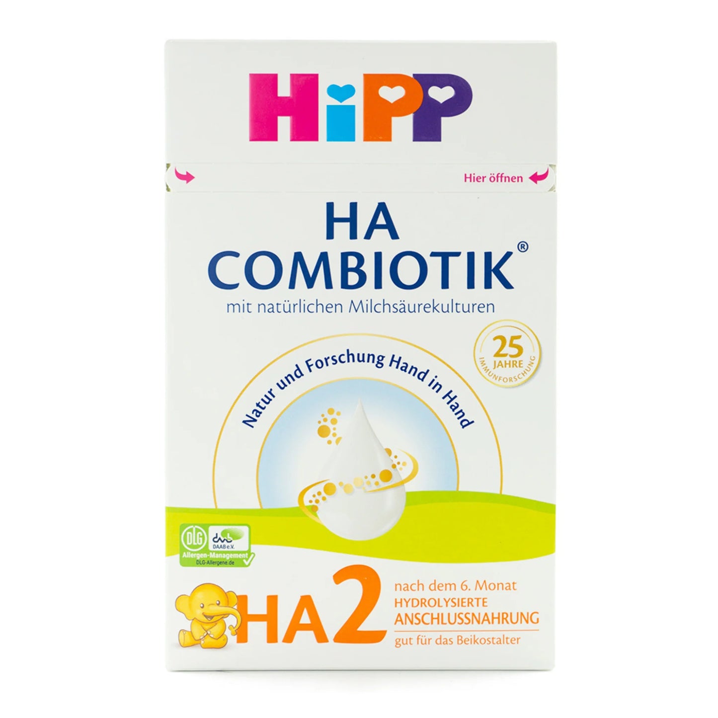 HiPP HA Allemagne Hypoallergénique Stage 2 Combiotik Lait infantile 6+ mois • 600 g 