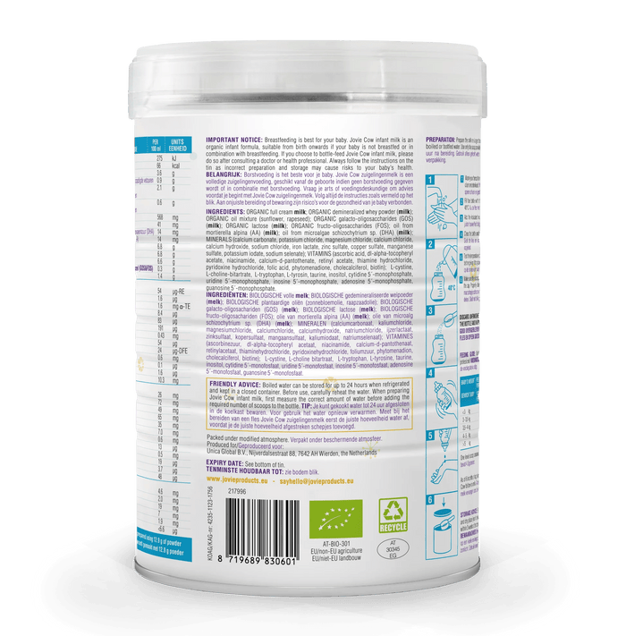 Jovie Organic Cow Milk Formula Stage 1 (800g)