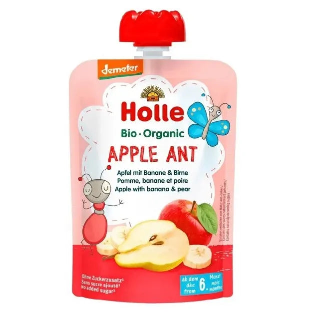 Holle Apple Ant: Apple, Banana & Pear (6+ months) - 6 Pouches - Emmbaby Canada