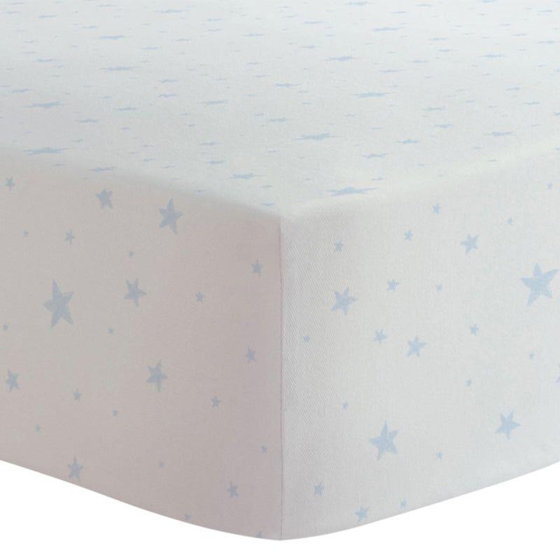 Crib Sheet - Flannel Blue Scribble Stars - Emmbaby Canada