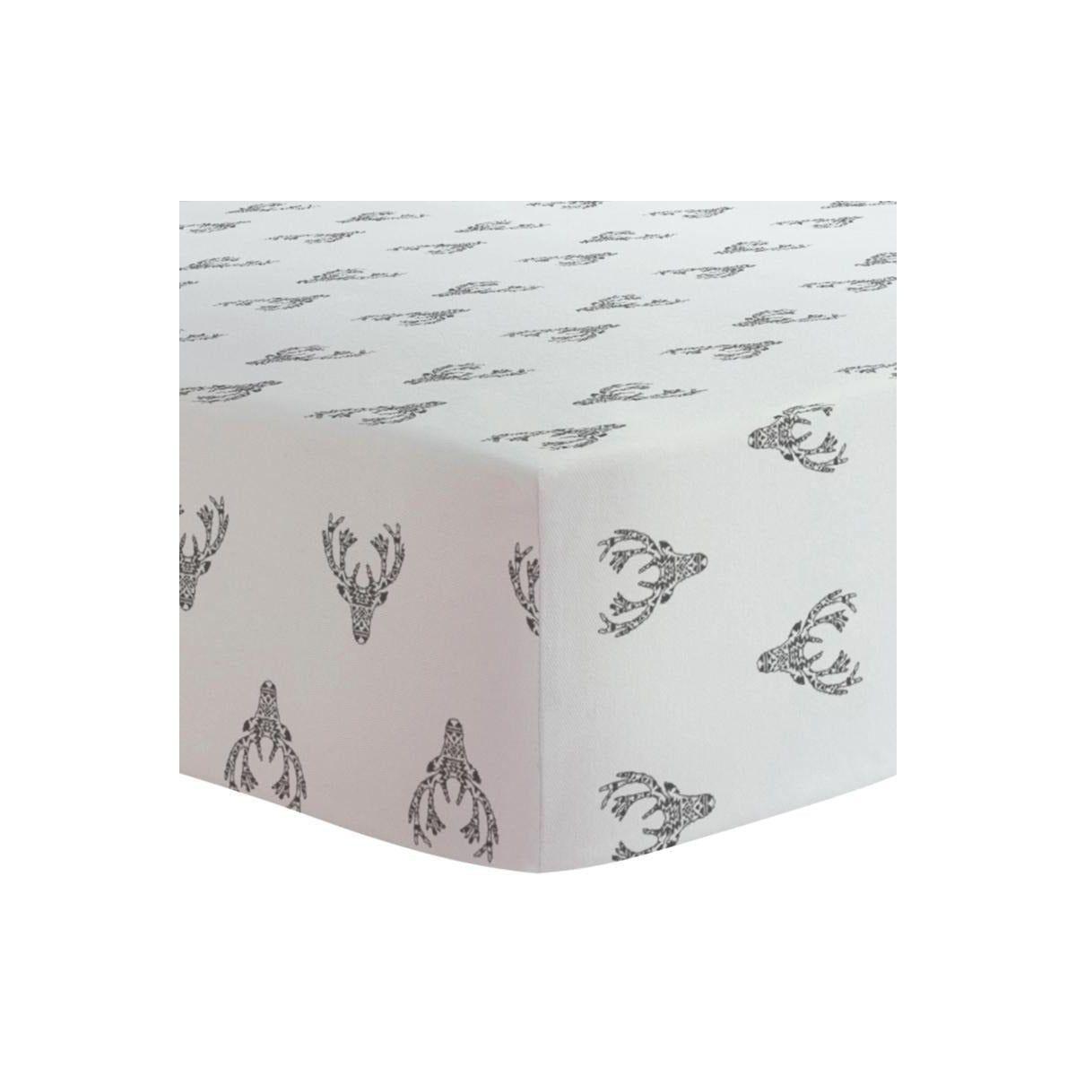 Crib Sheet - Flannel Deer Black & White - Emmbaby Canada