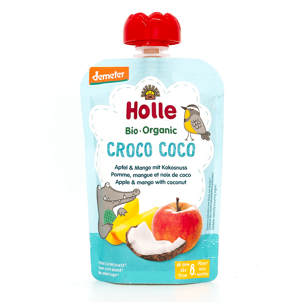 Holle Croco Coco: Apple & Mango with Coconut (8+ Months) - 6 Pouches - Emmbaby Canada
