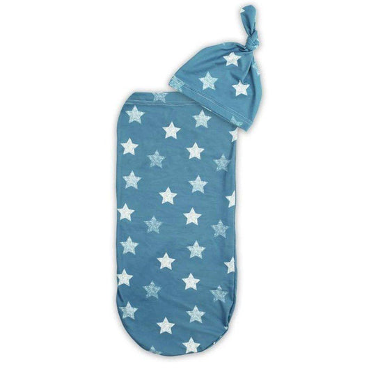 Cutie Cocoon™ - Baby Cocoon & Hat Set Blue Stars - Emmbaby Canada