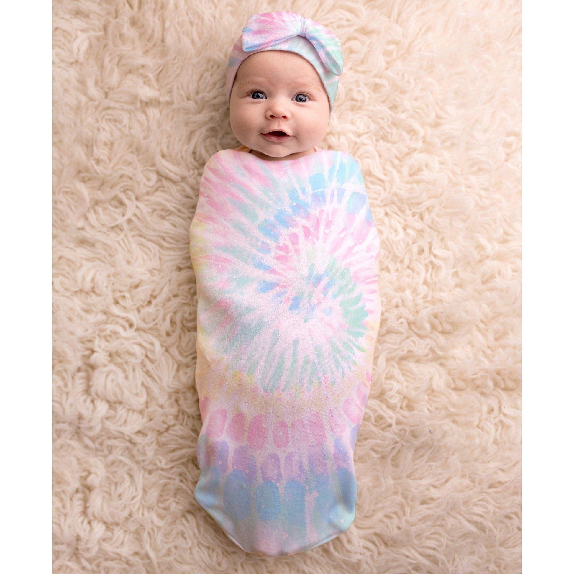 Cutie Cocoon™ - Baby Cocoon & Hat Set Rainbow Tie Die - Emmbaby Canada