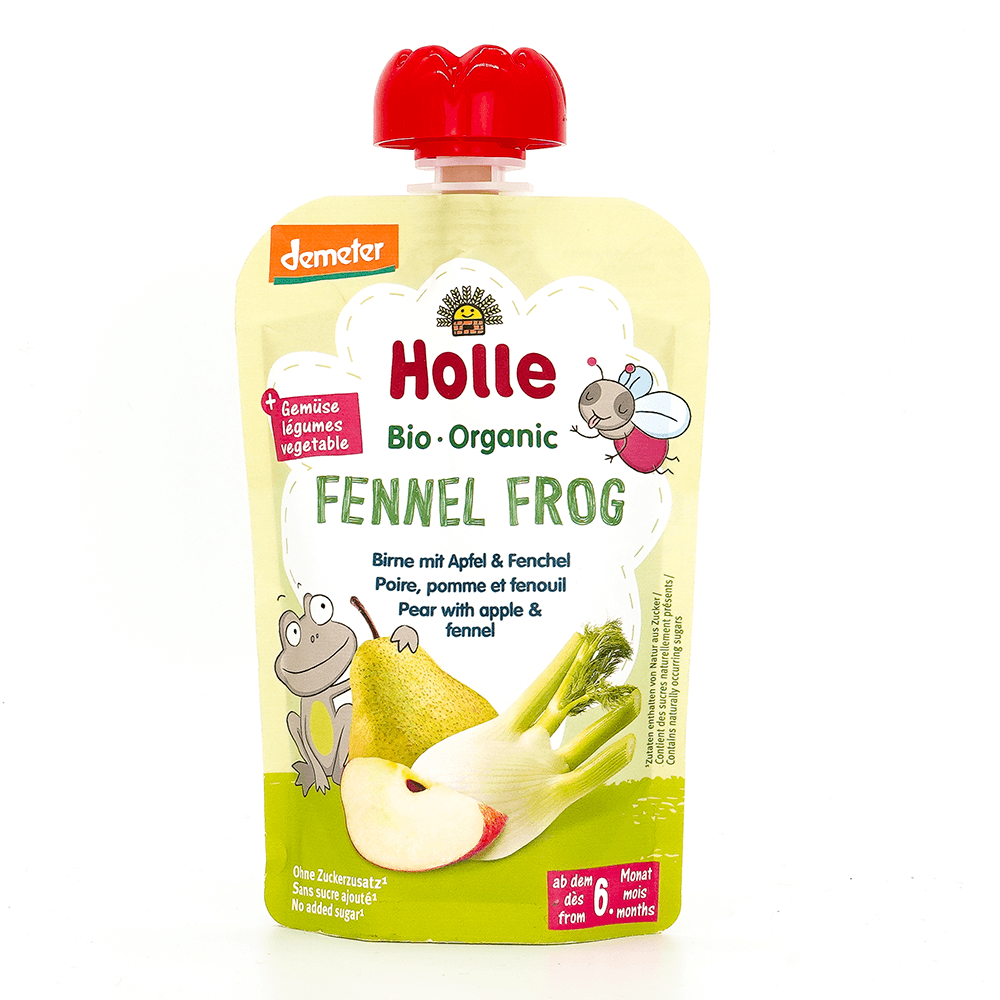 Holle Fennel Frog: Pear, Apple & Fennel (6+ Months) - 6 Pouches - Emmbaby Canada