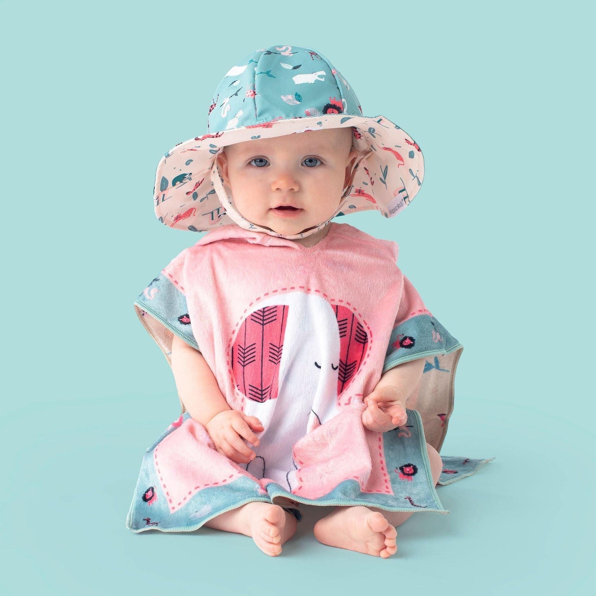 FlapJackKids Baby UPF50+ Cover-Up - Elephant/Zoo - Emmbaby Canada