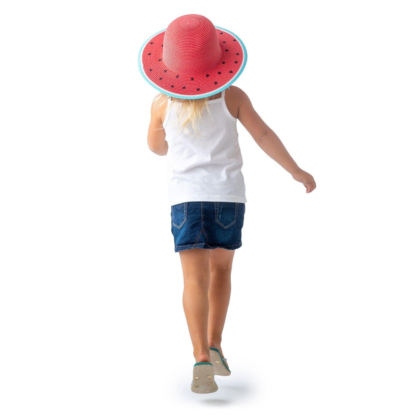 FlapJackKids Kids' UPF50+ Straw Hat - Watermelon - Emmbaby Canada