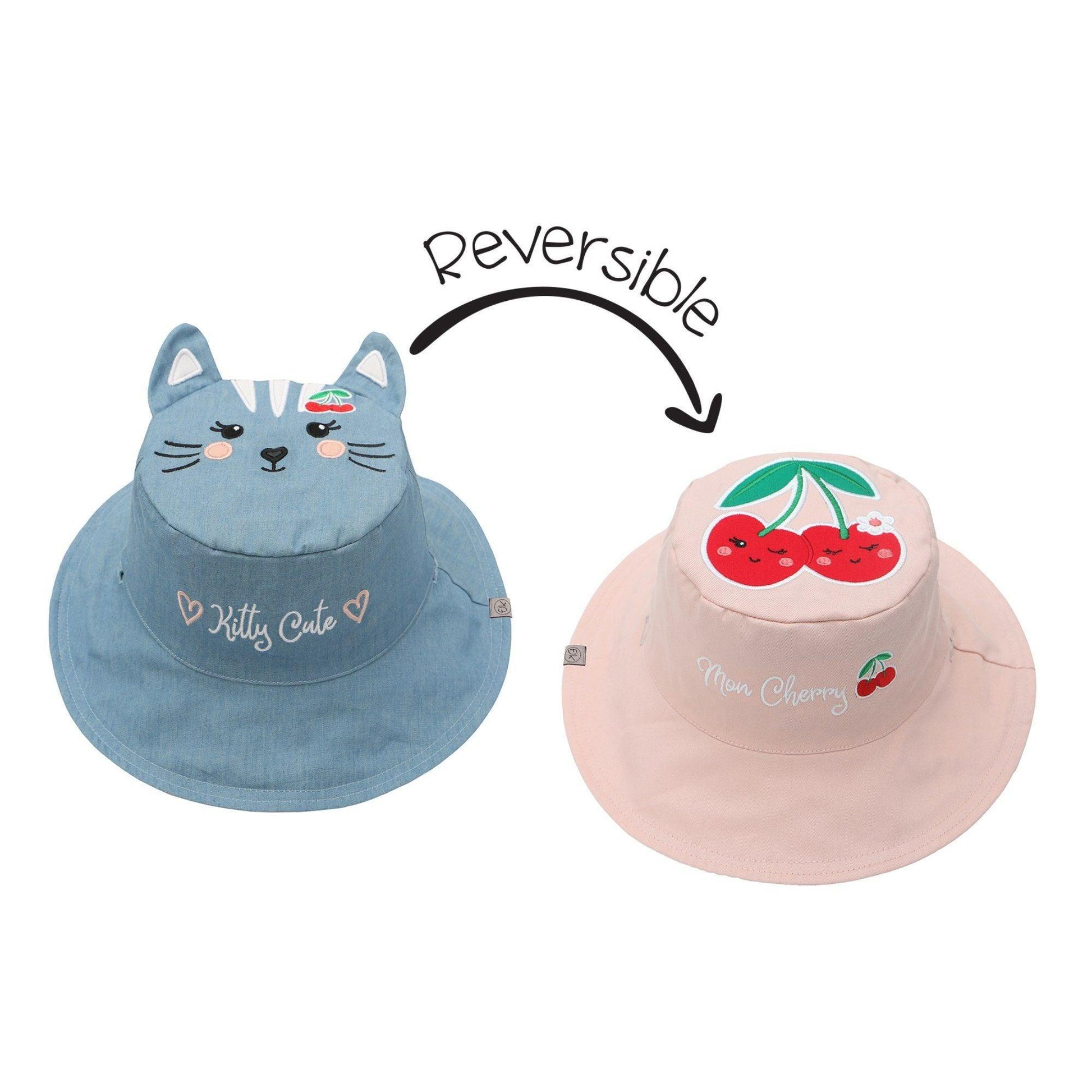 FlapJackKids Kids' UPF50+ Sun Hat - Cat/Cherry - Emmbaby Canada