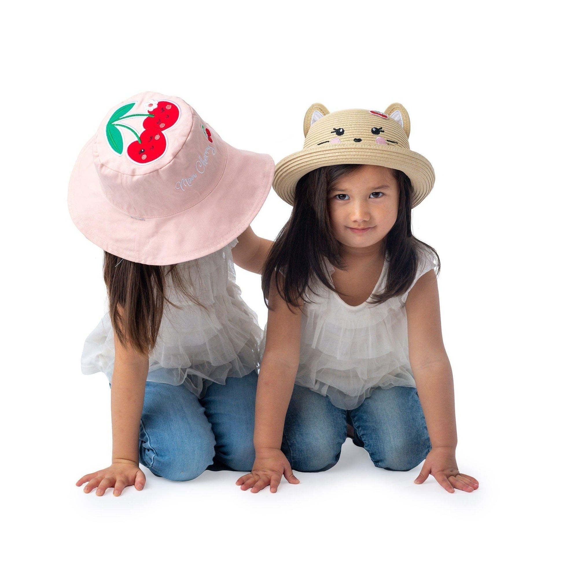 FlapJackKids Kids' UPF50+ Sun Hat - Cat/Cherry - Emmbaby Canada