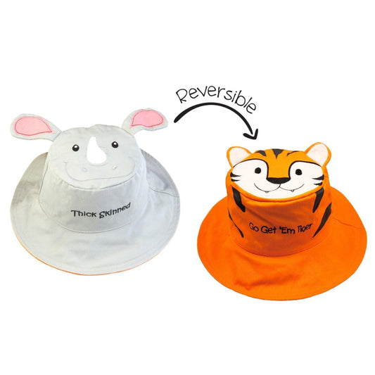 FlapJackKids Kids' UPF50+ Sun Hat - Rhino & Tiger - Emmbaby Canada