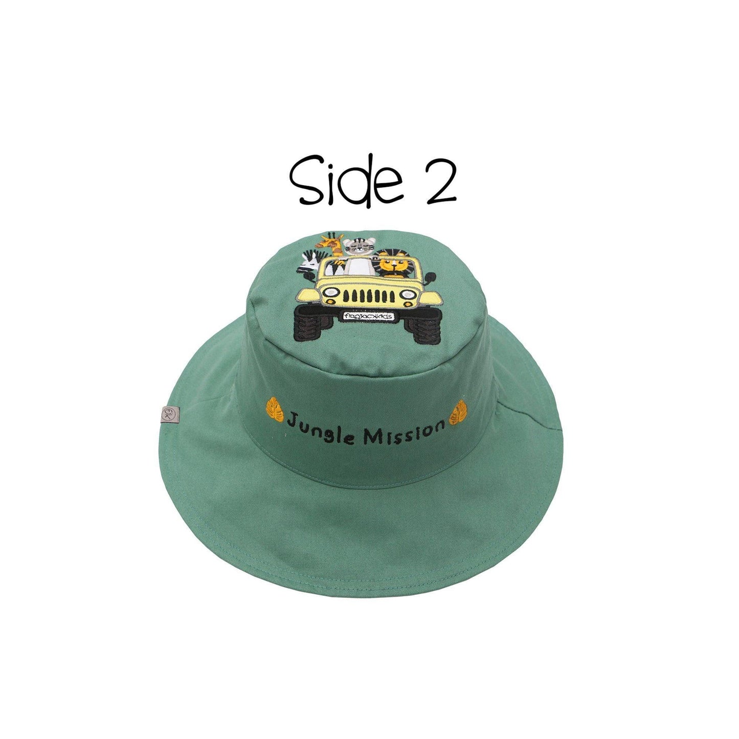 FlapJackKids Kids' UPF50+ Sun Hat - Tiger/Safari Truck - Emmbaby Canada