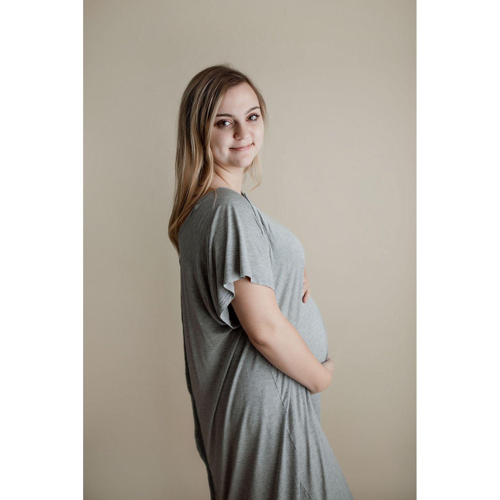 Gray Labor and Delivery/ Nursing Gown - Emmbaby Canada