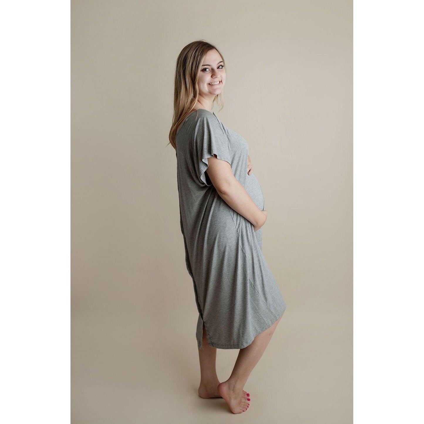 Gray Labor and Delivery/ Nursing Gown - Emmbaby Canada