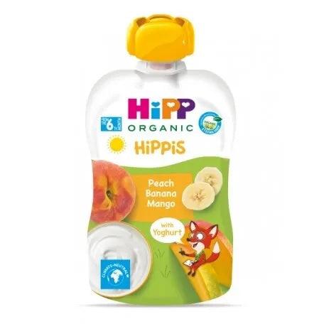 HiPP Hippis Peach Banana Mango with Yoghurt 100g - 6 Pouches - Emmbaby Canada