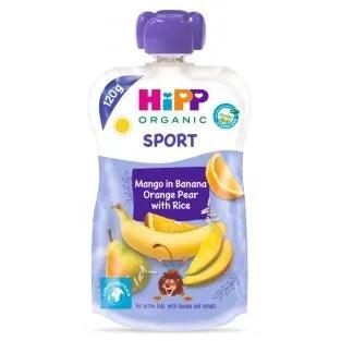 HiPP Hippis Sport Banana Orange Pear And Mango With Rice 120G - 6 Pouches - Emmbaby Canada