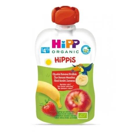 HiPP Hippis Strawberry Banana In Apple Puree 100 G - 6 Pouches - Emmbaby Canada