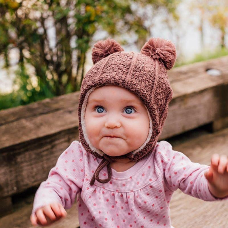 Jan&Jul Brown Bear – baby knit toques, cute winter hats - Emmbaby Canada