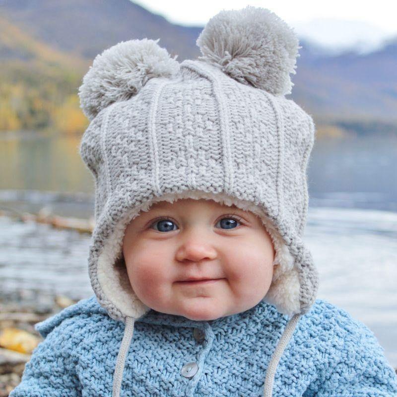 Jan&Jul Grey Bear – children’s knitted beanies, cute winter hats - Emmbaby Canada