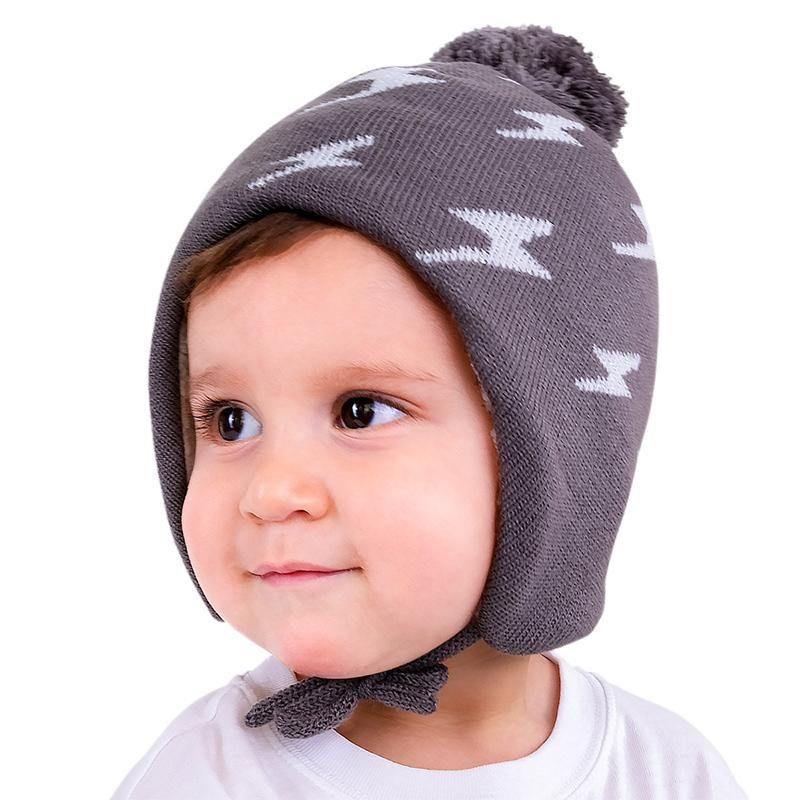 Jan&Jul Grey Lighting Bolt – children’s knitted beanies, cute winter hats - Emmbaby Canada