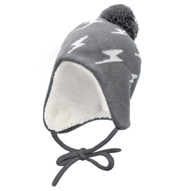 Jan&Jul Grey Lighting Bolt – children’s knitted beanies, cute winter hats - Emmbaby Canada