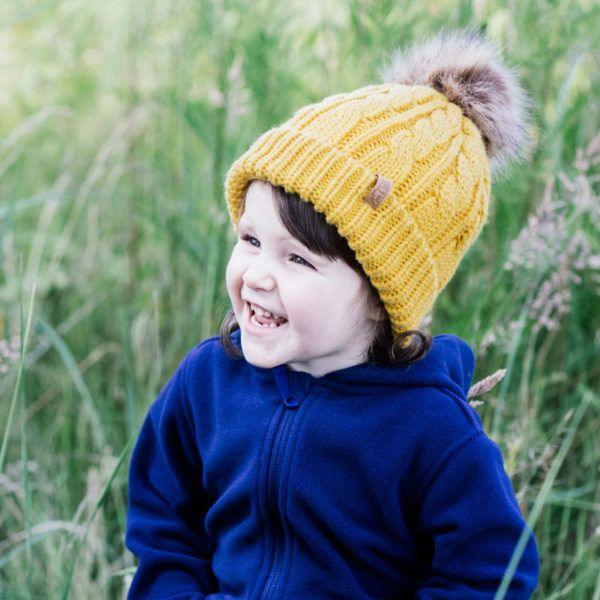 Jan&Jul - Kids' Cable Knit Beanie | Mustard - Emmbaby Canada