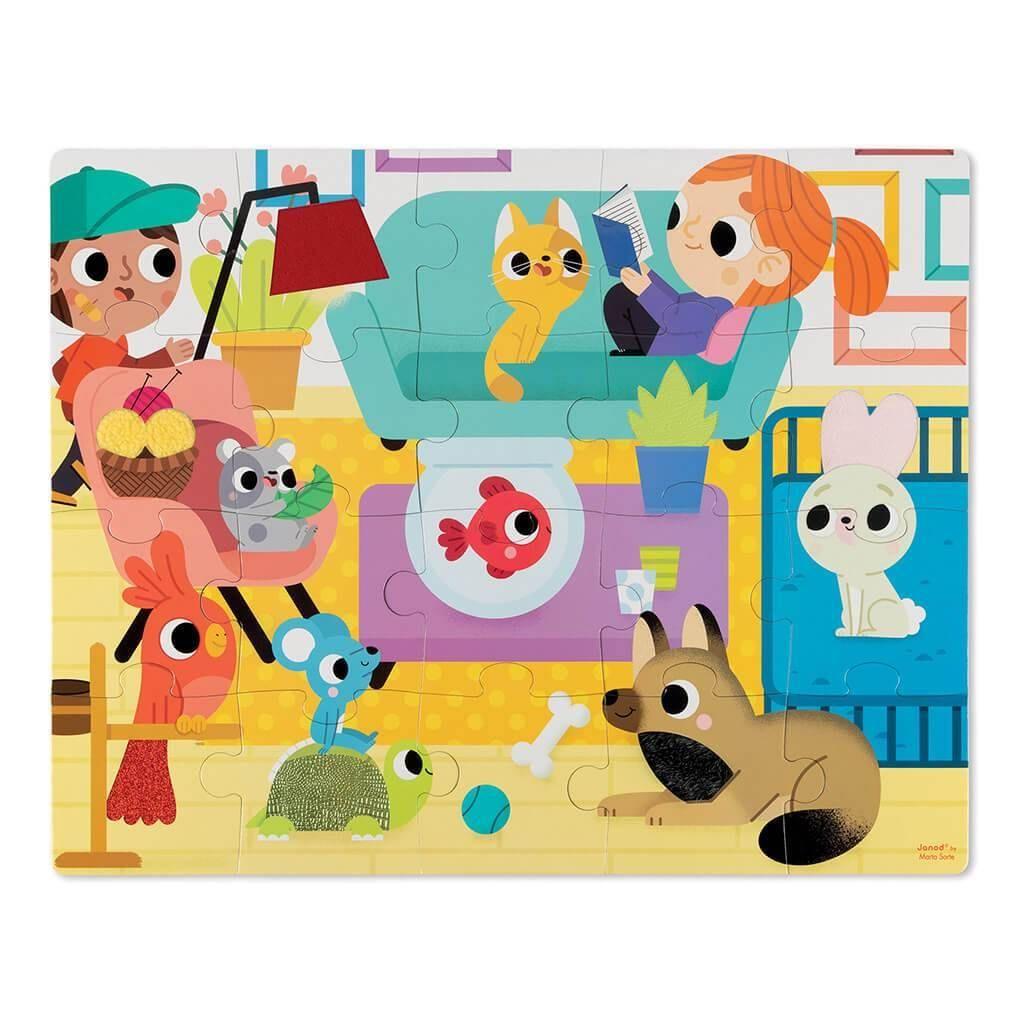 Janod - 20 pc Tactile Puzzle 'pets Animals' - Emmbaby Canada