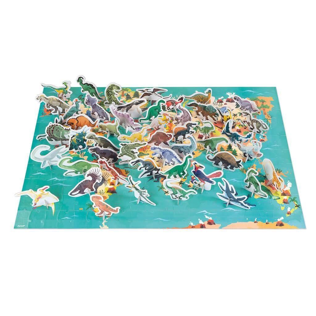 Janod - 200 pc 3D Educational Puzzle The Dinosaurs - Emmbaby Canada